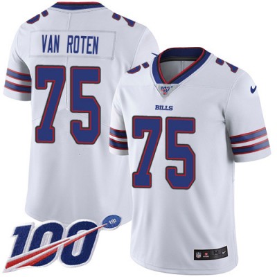 Nike Buffalo Bills #75 Greg Van Roten White Men's Stitched NFL 100th Season Vapor Limited Jersey
